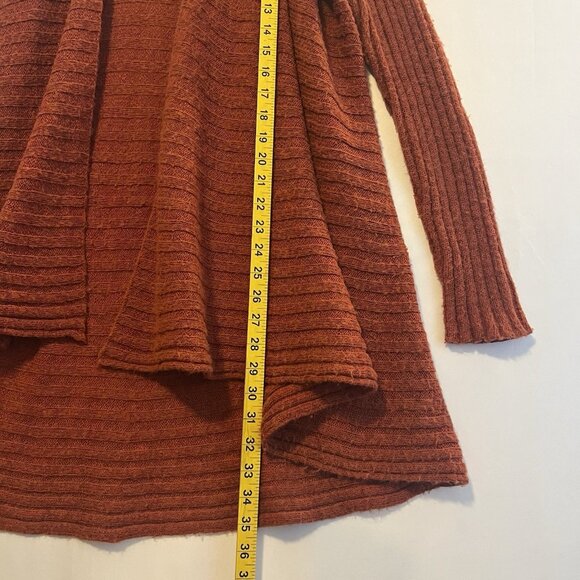 Free People Open Front Winter Wool Blend Knit Cardigan Orange Women’s Small Size - Picture 6 of 8